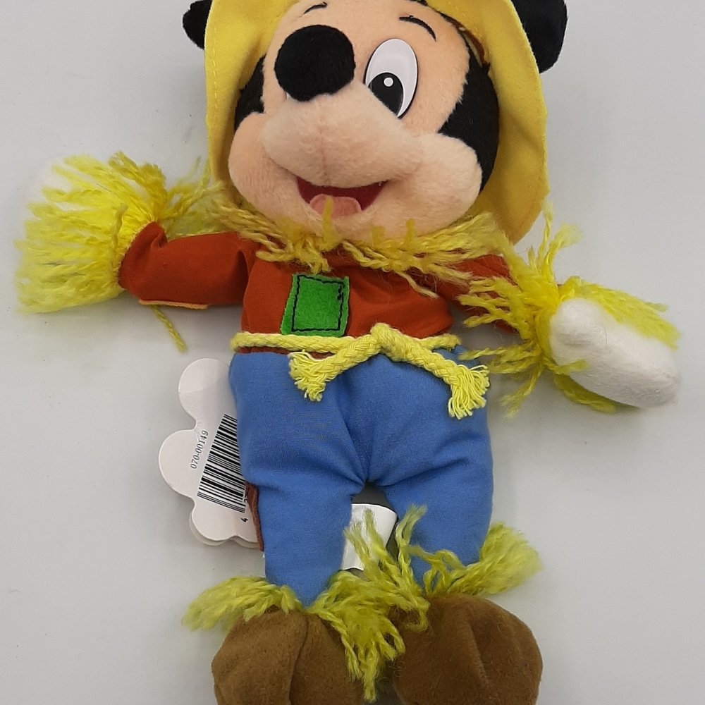 Vintage Rare Disney Scarecrow Mickey Bean Bag Disney World 9" Tall